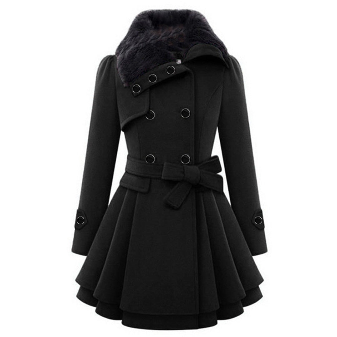 Women's plus-size slim medium-length woolen coat