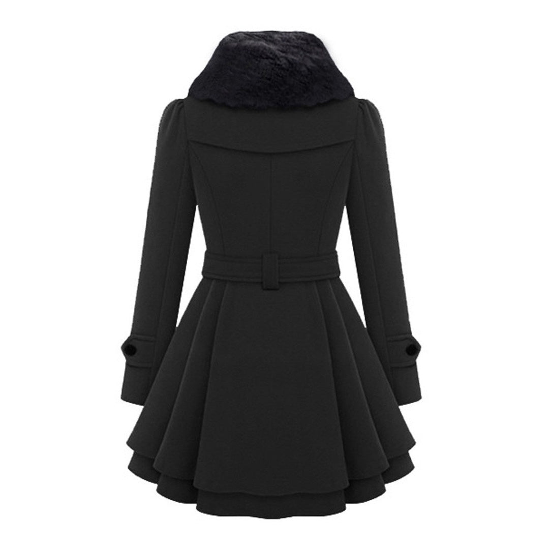 Women's plus-size slim medium-length woolen coat