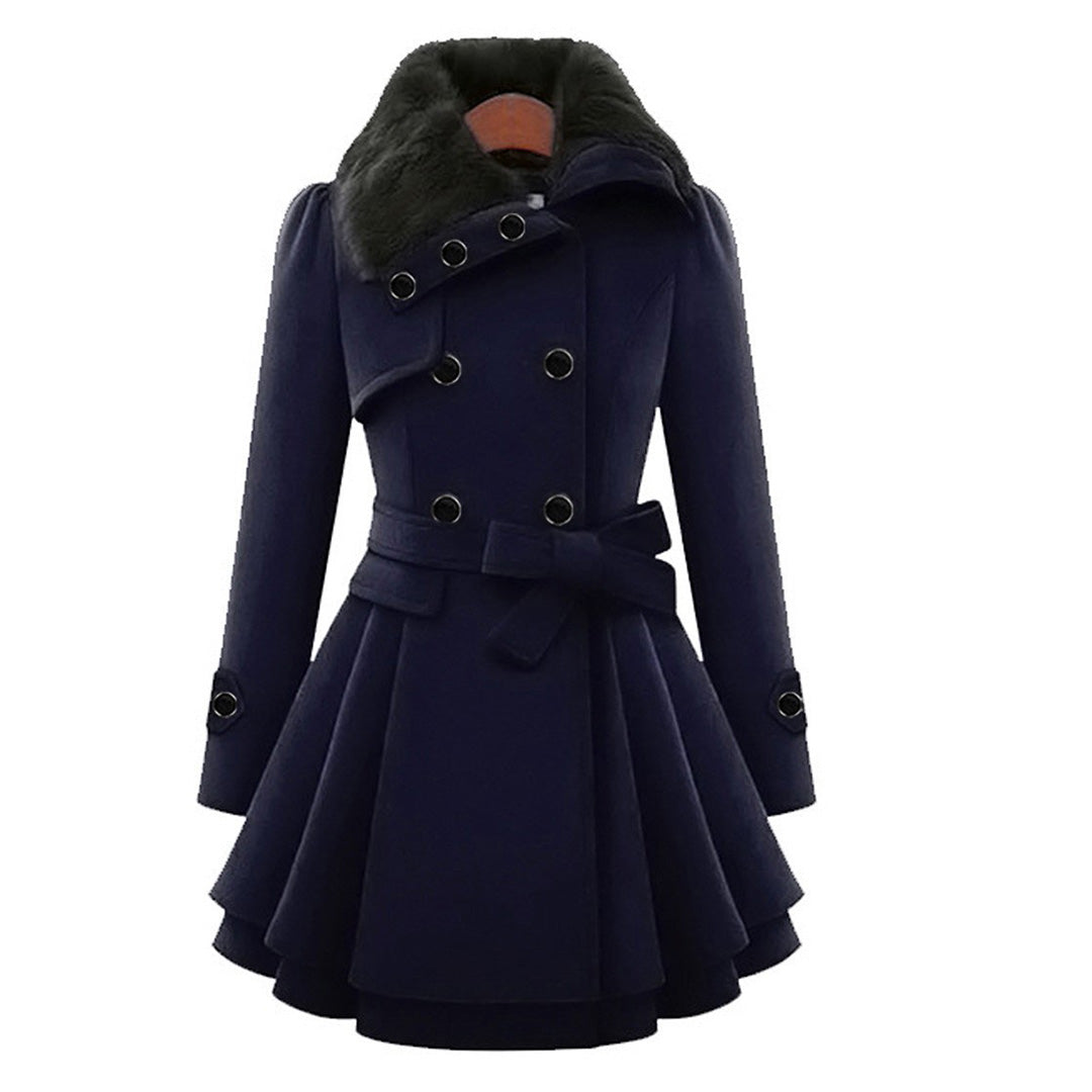 Women's plus-size slim medium-length woolen coat