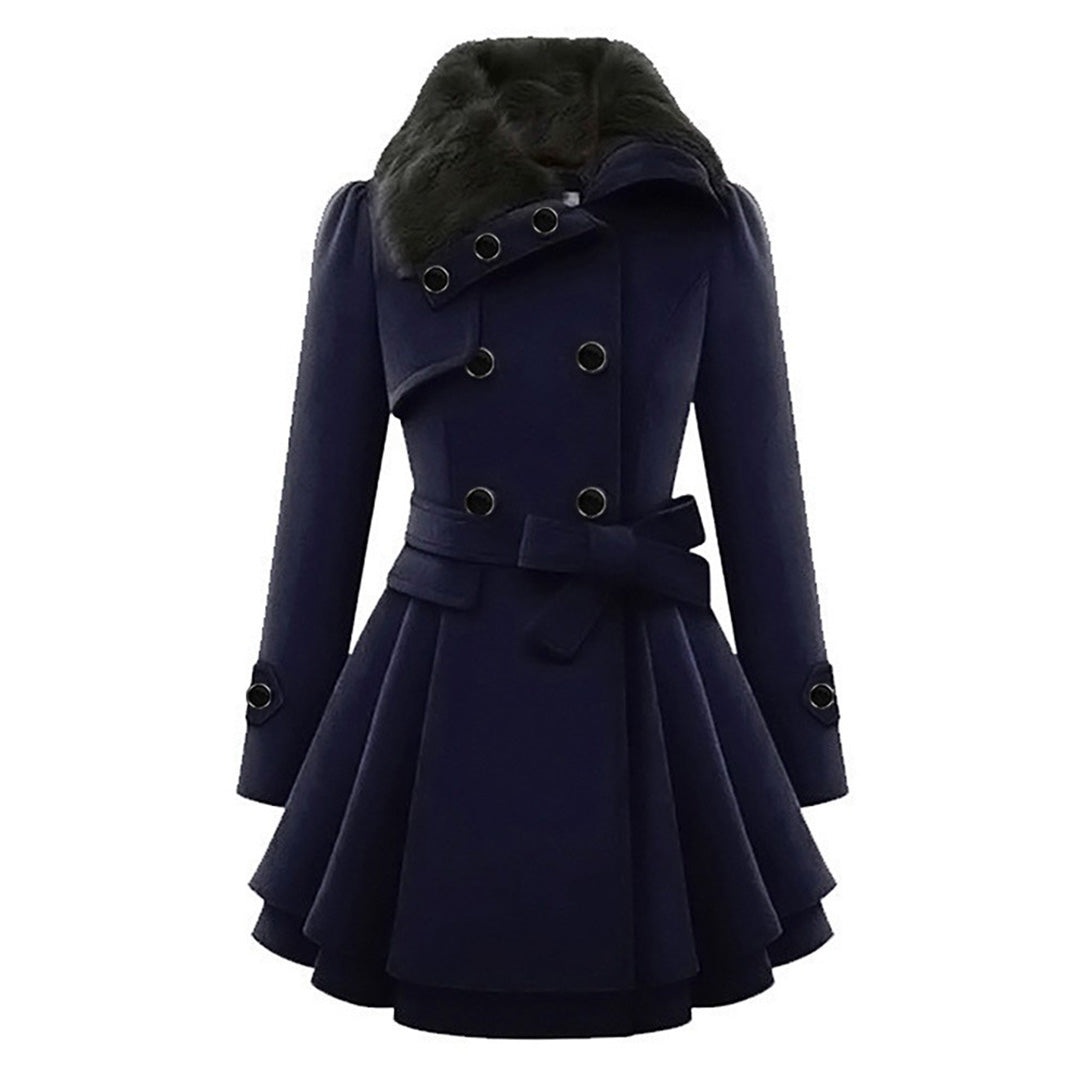 Women's plus-size slim medium-length woolen coat