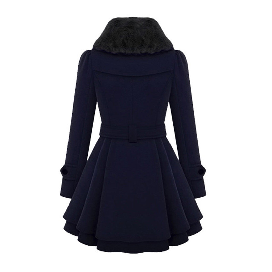 Women's plus-size slim medium-length woolen coat
