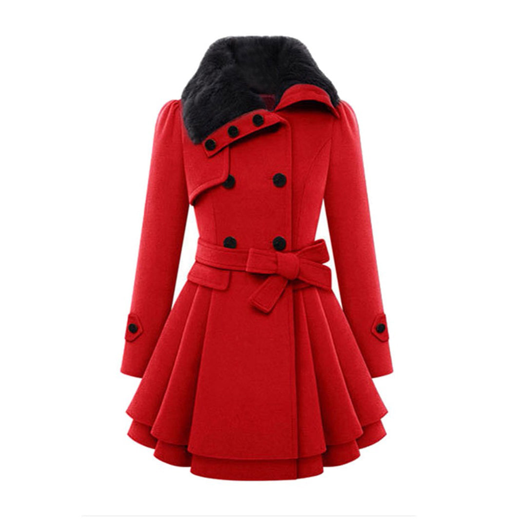 Women's plus-size slim medium-length woolen coat