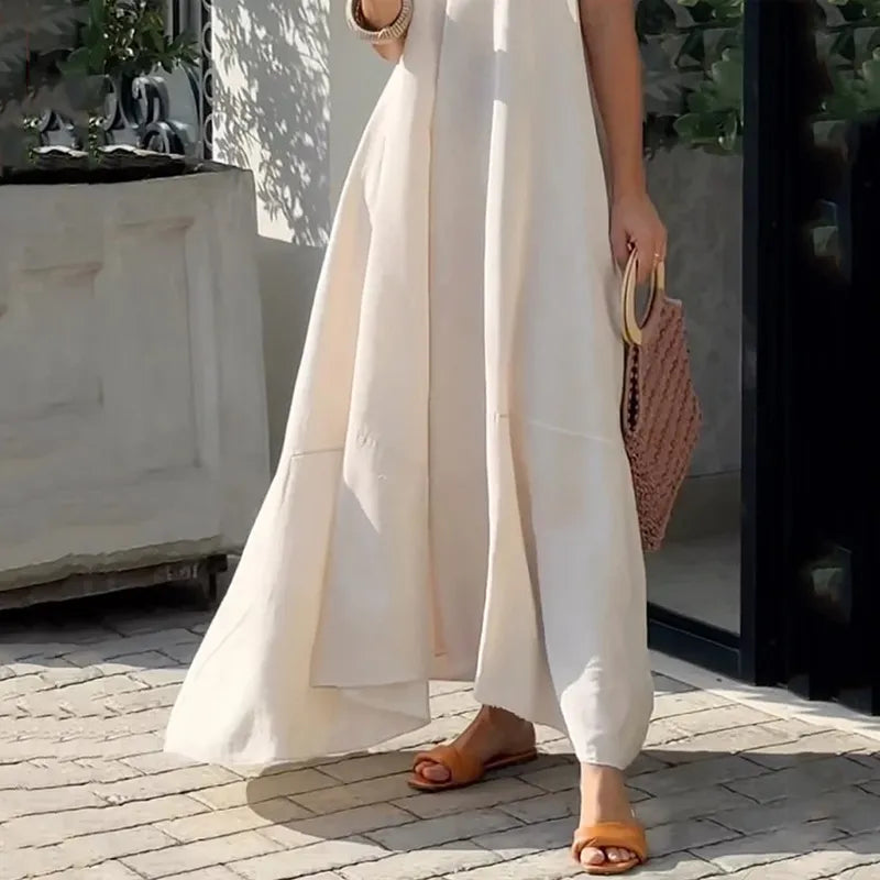 Women's Sleeveless V-Neck Maxi Dress – Casual Summer Beachwear