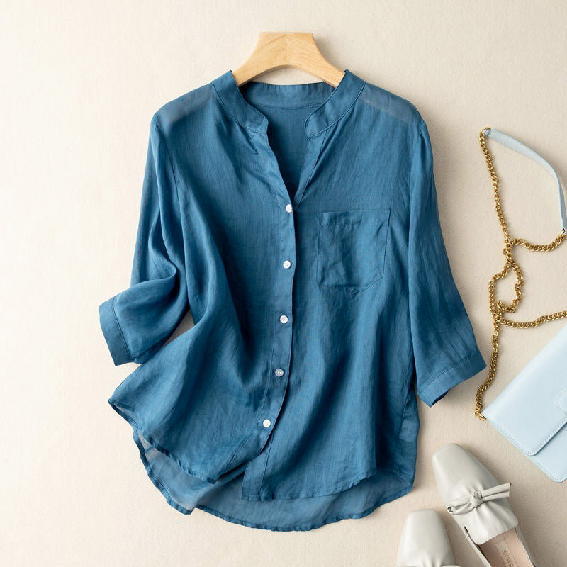 Loose Fit Three-Quarter Sleeve Casual Shirt