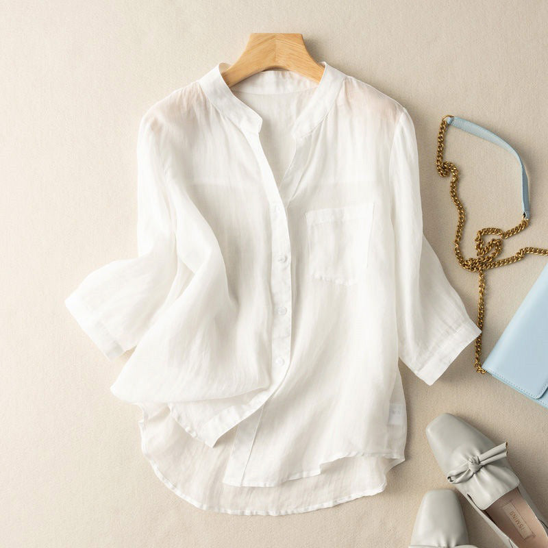 Loose Fit Three-Quarter Sleeve Casual Shirt