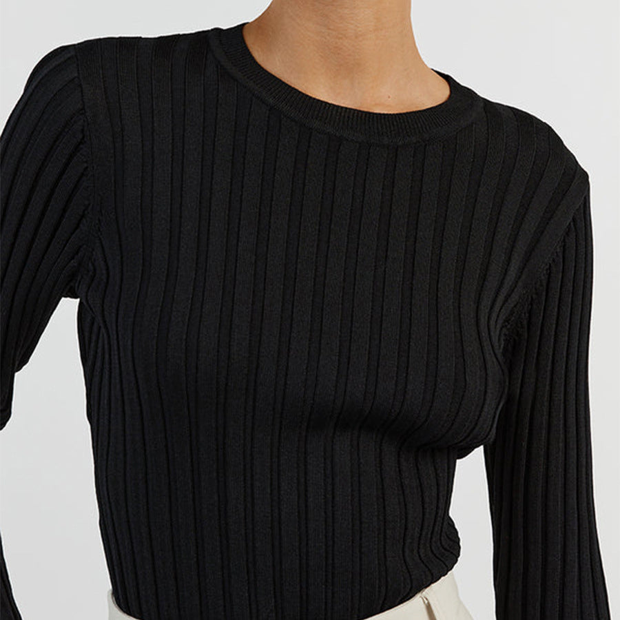 Isla Slim Fit Pullover Sweater | Crewneck Puff Sleeve Sweater