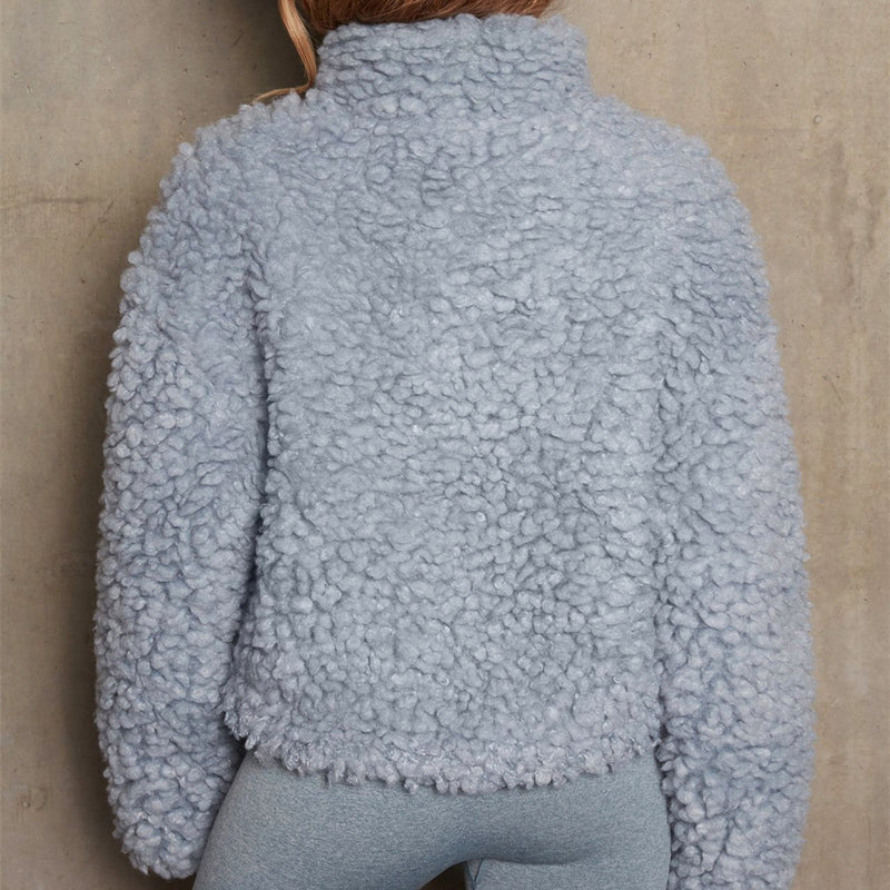 Women's cozy fuzzy zip-up jacket
