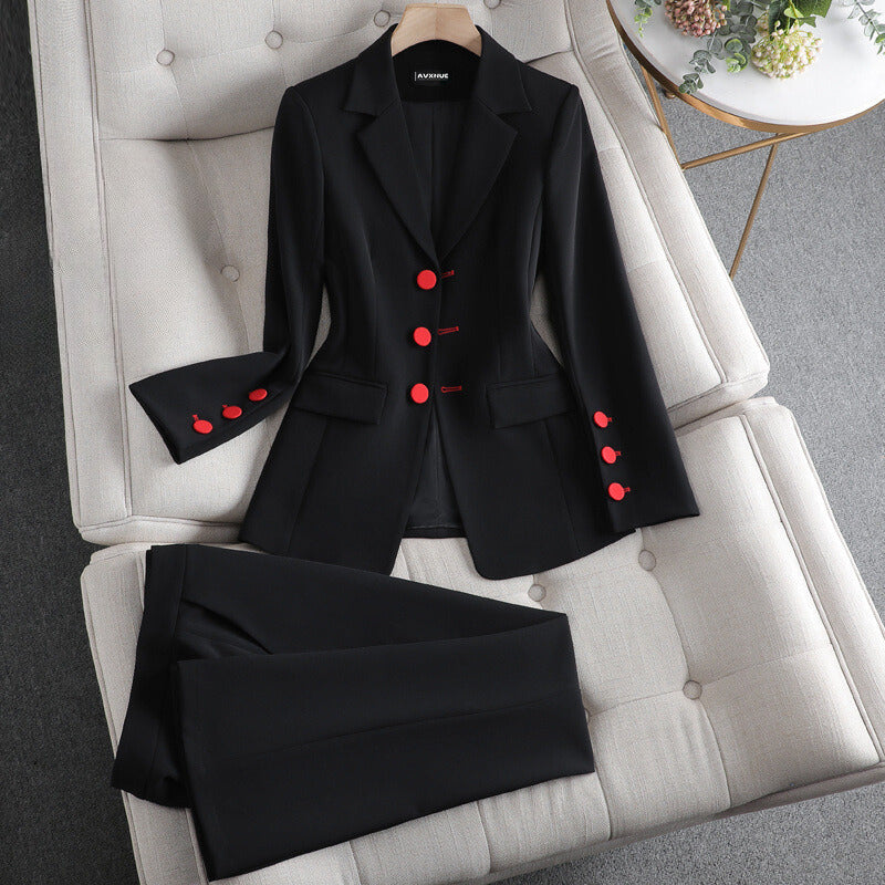 Elegant Lapel Collar Blazer Duo Set