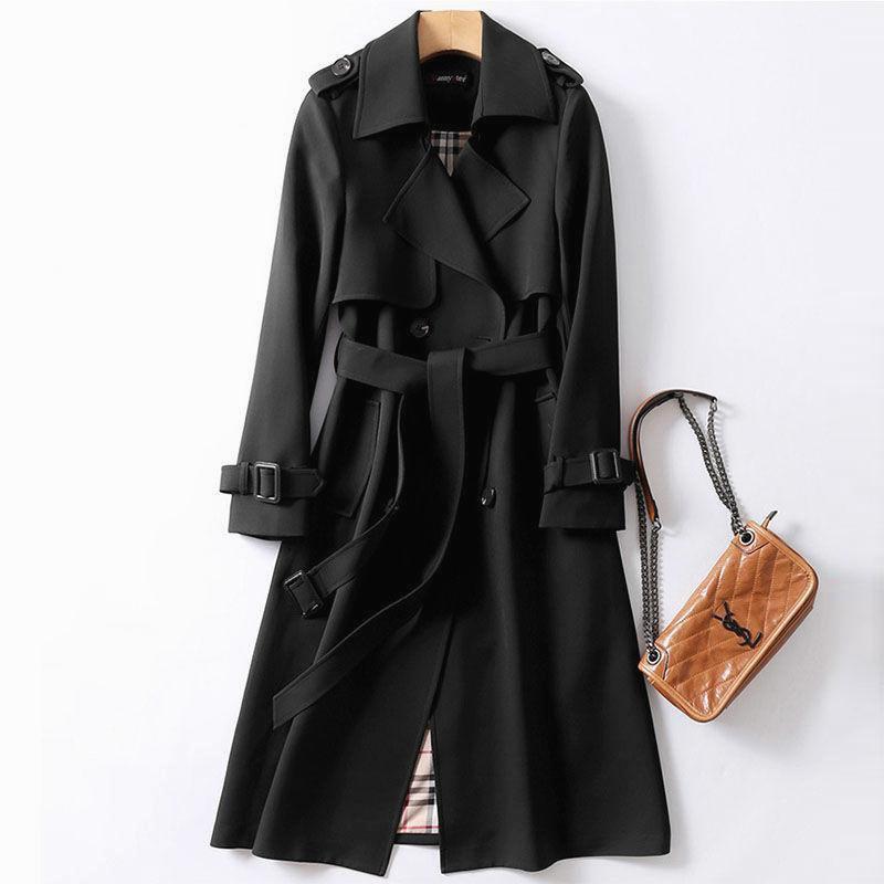 Women's double-breasted trench coat long jacket