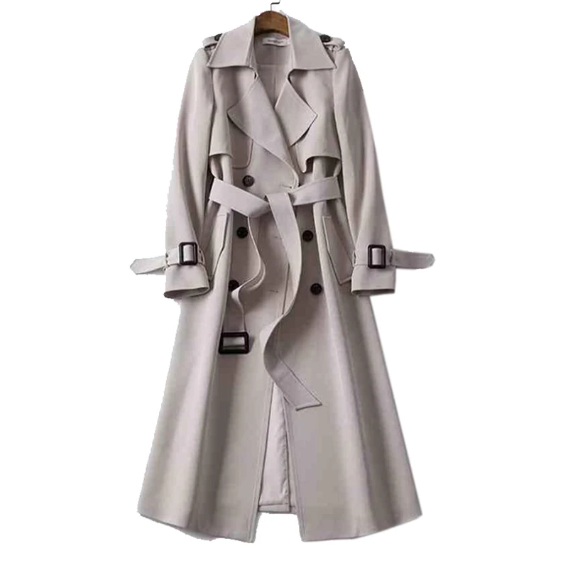 Women's double-breasted trench coat long jacket