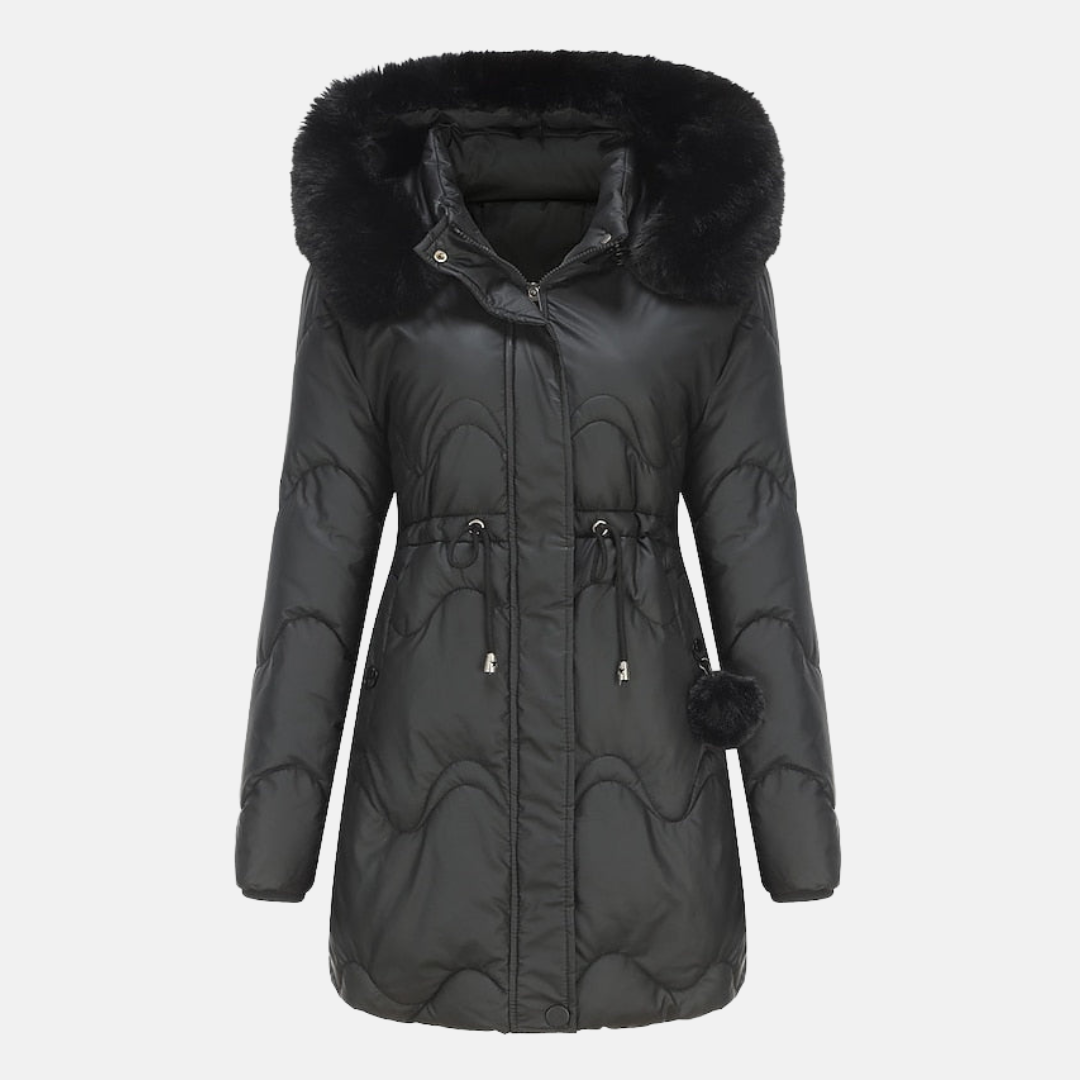 Women's fur jacket with detachable hood