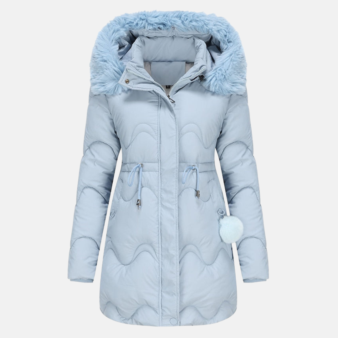 Women's fur jacket with detachable hood
