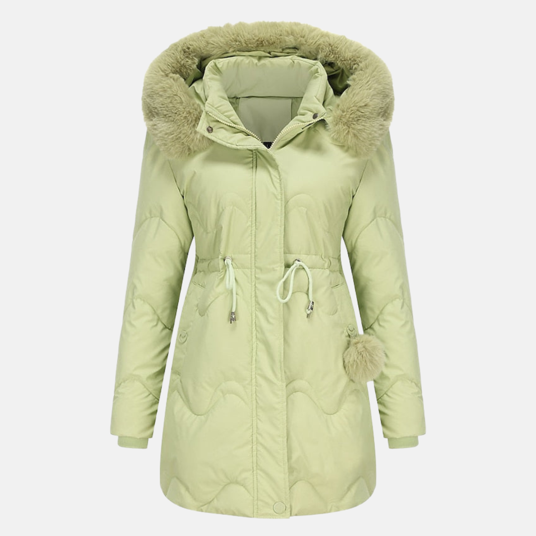 Women's fur jacket with detachable hood