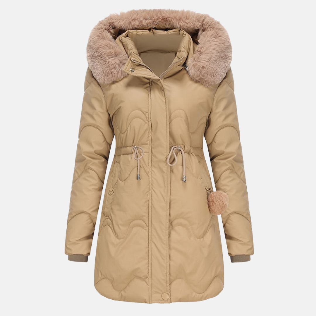 Women's fur jacket with detachable hood
