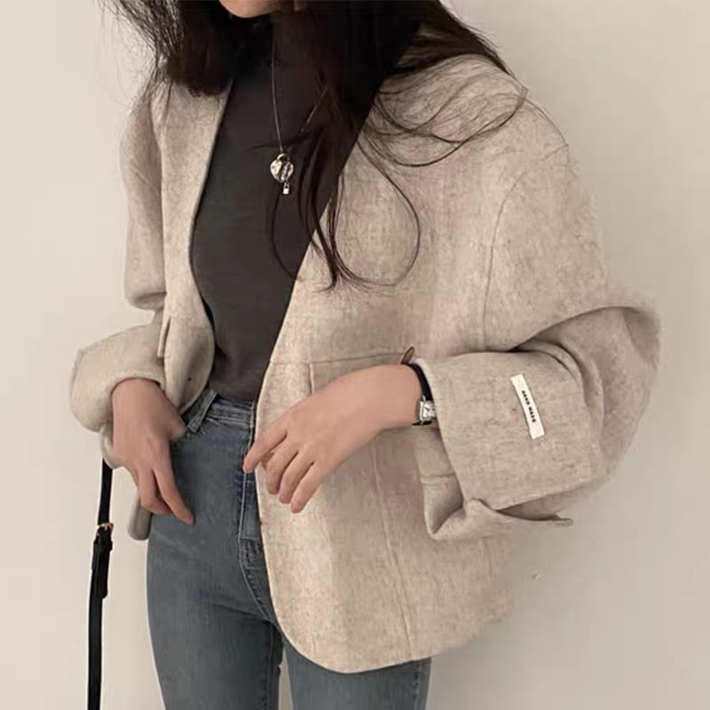 Women's vintage chic v-neck loose jacket