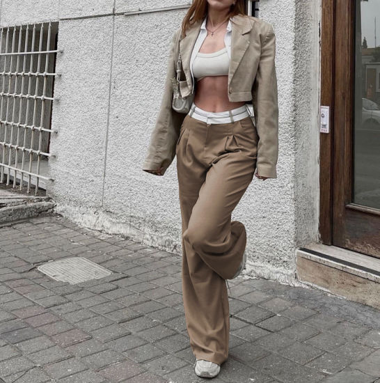 Women's solid color slim casual pants