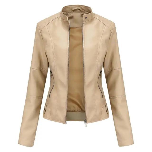 Faux Leather Motorcycle Jacket for Women