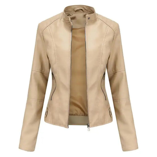 Faux Leather Motorcycle Jacket for Women