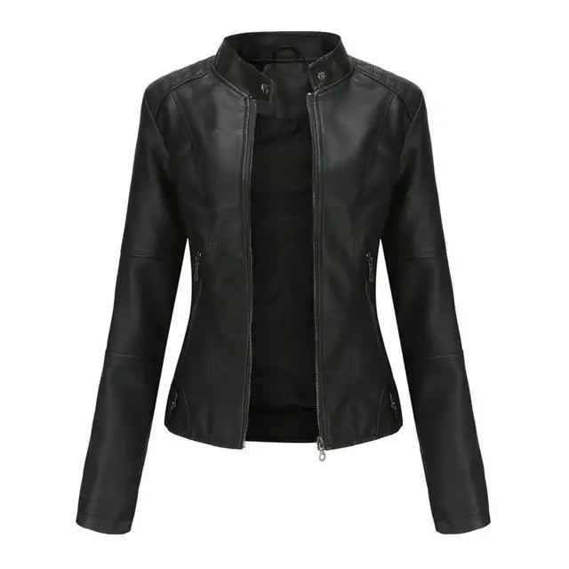Tarissa - Faux leather motorcycle jacket for women