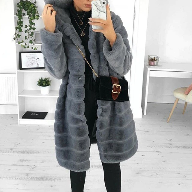Saige - plush hooded midi length coat