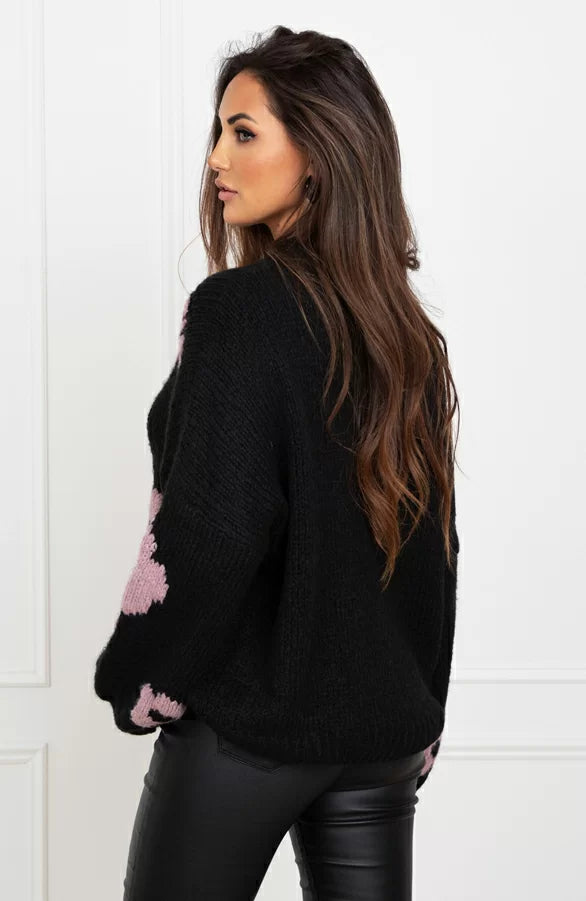 Women's luxurious floral print sweater