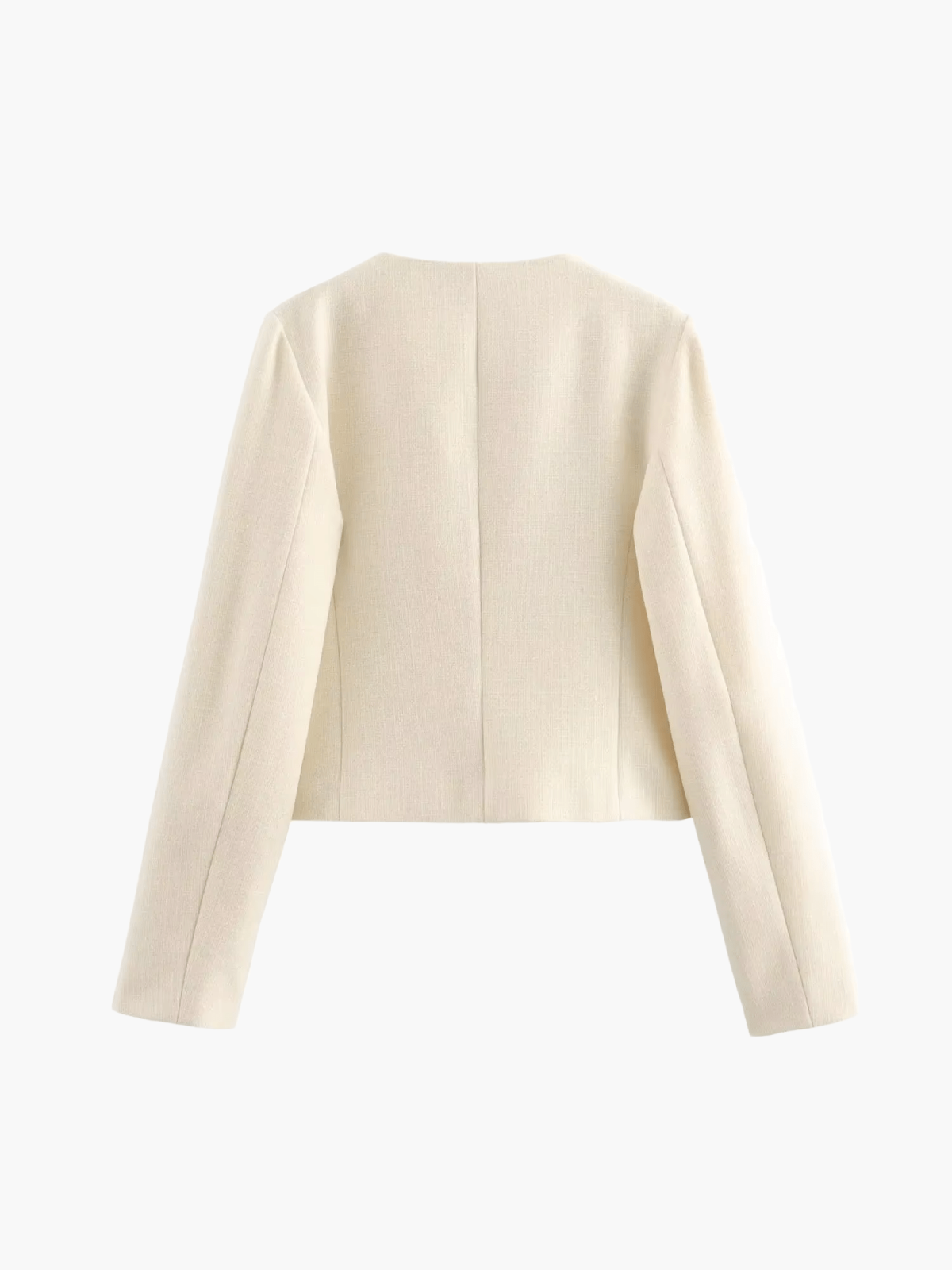 Women’s Tweed Jacket - Structured Fit - Button Front - Collarless Design - Flap Pockets