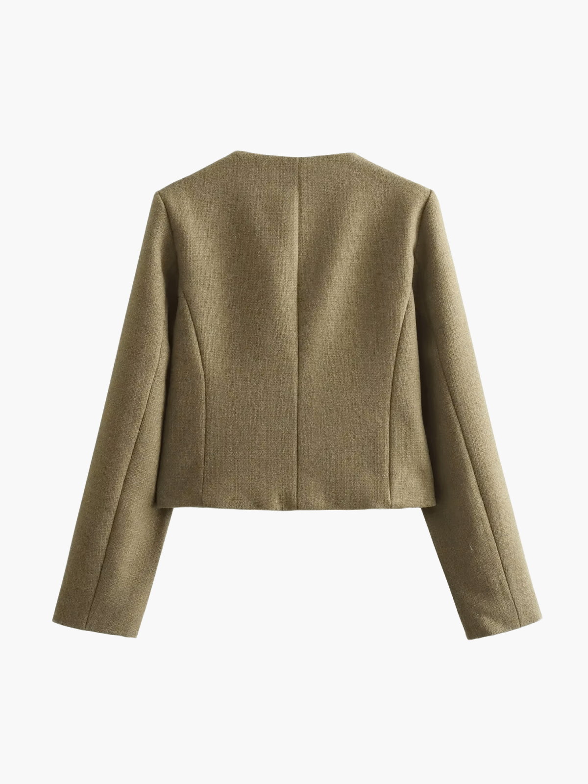 Women’s Tweed Jacket - Structured Fit - Button Front - Collarless Design - Flap Pockets