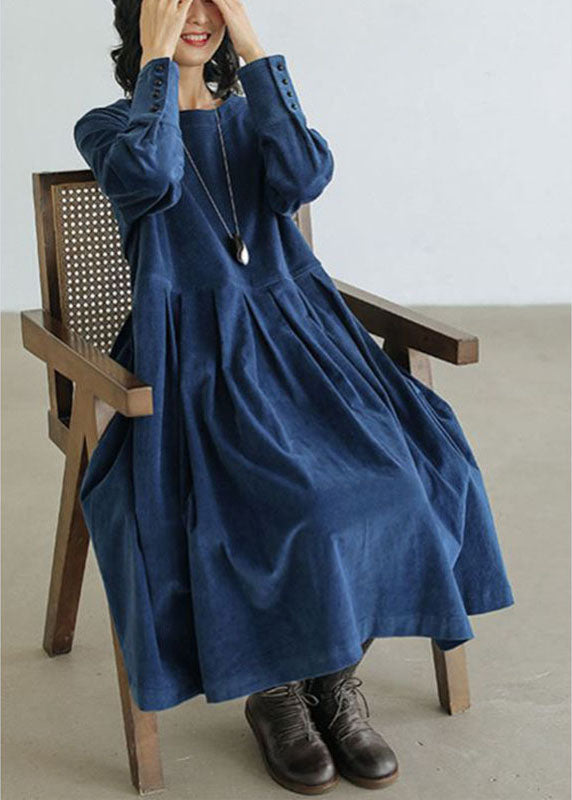 Women's Midi Dress - Long Sleeve Relaxed Fit - Gathered Waist Casual Wear