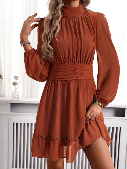 Ruched Waist Asymmetrical A-Line Dress
