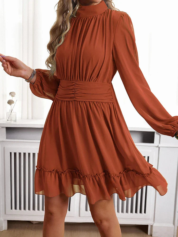Ruched Waist Asymmetrical A-Line Dress