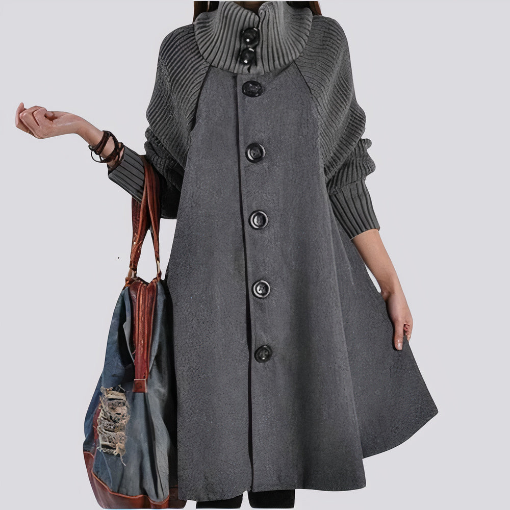 Women's mid-length loose fit windbreaker tweed cape coat