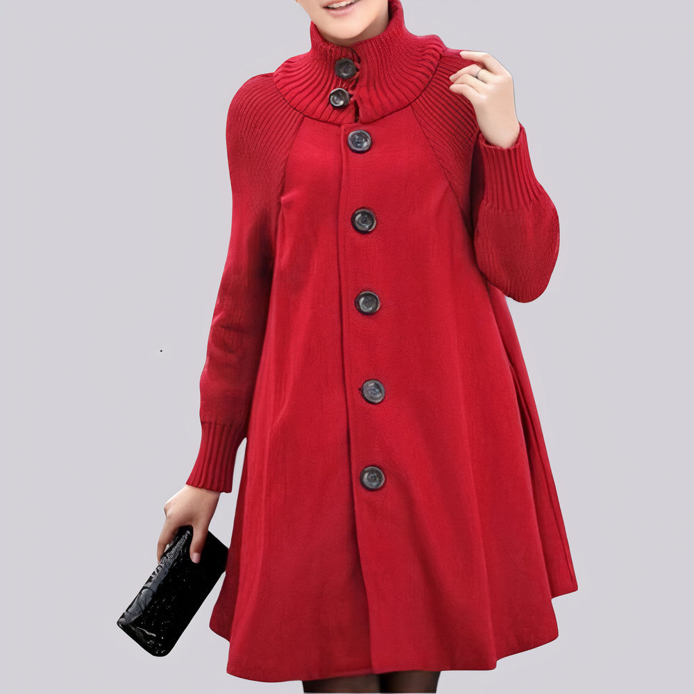 Women's mid-length loose fit windbreaker tweed cape coat