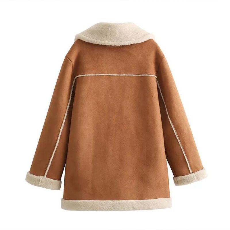 Women's autumn casual coat with patch pockets