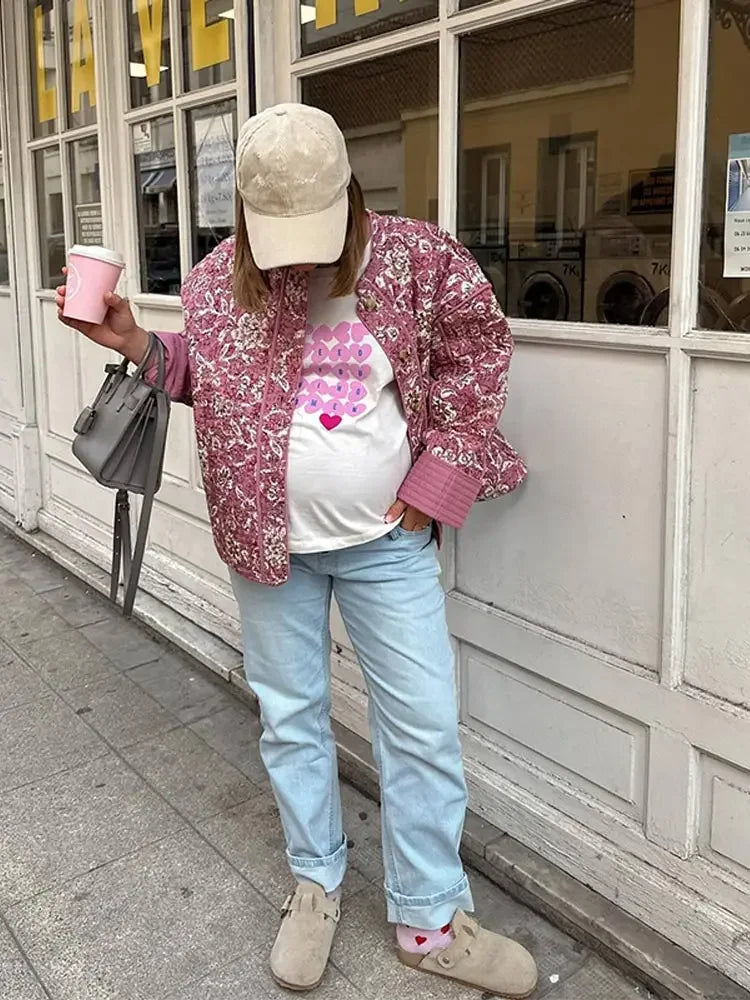 Floral Pattern Cotton Cardigan Jacket