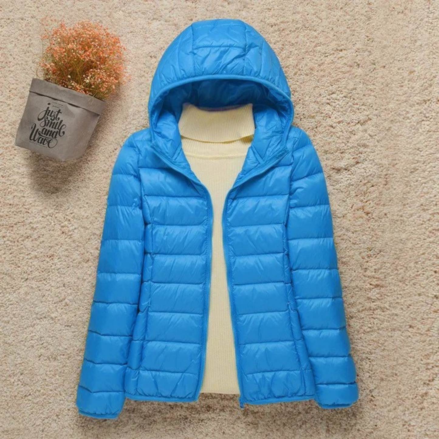 Women's stand collar hooded jacket