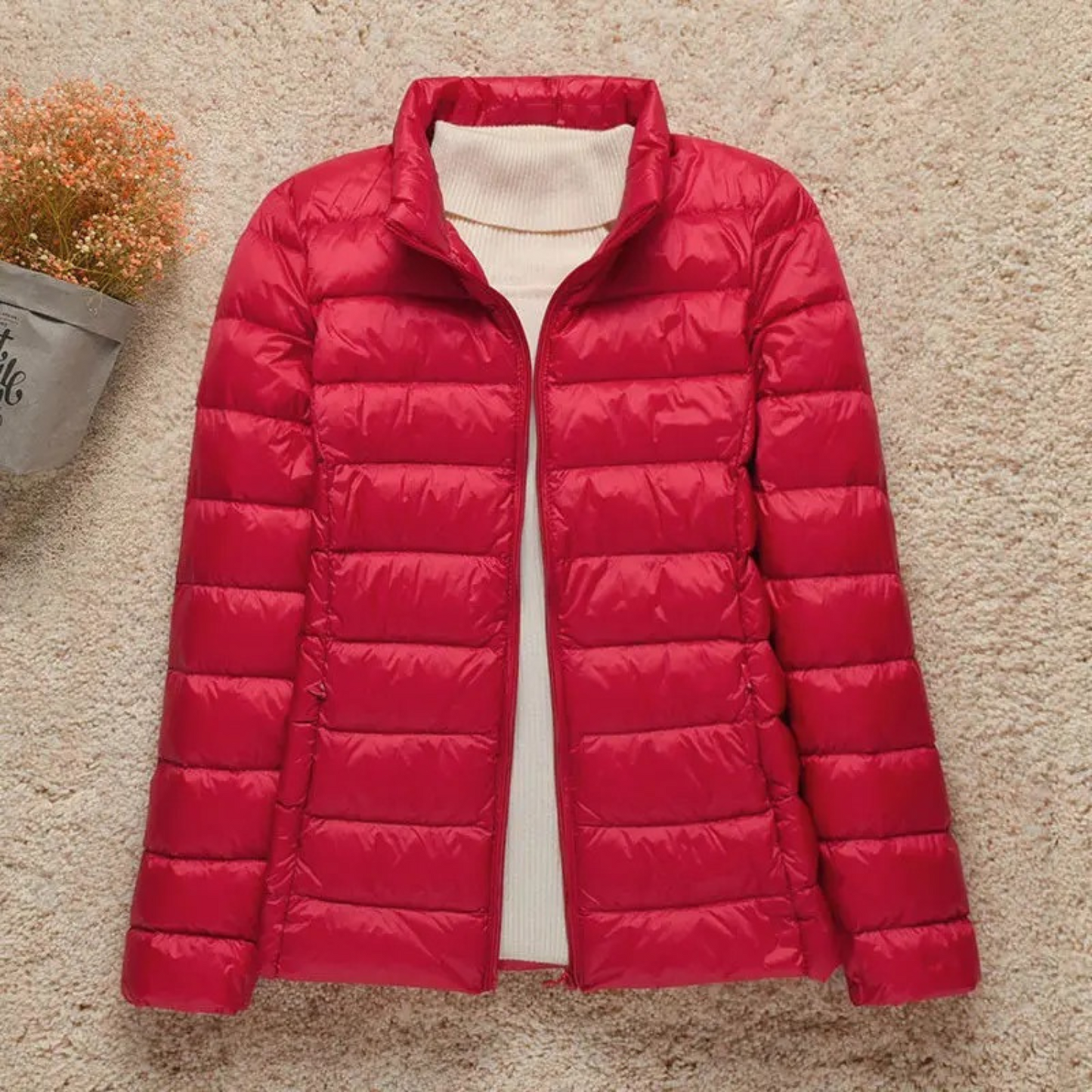 Women's stand collar hooded jacket