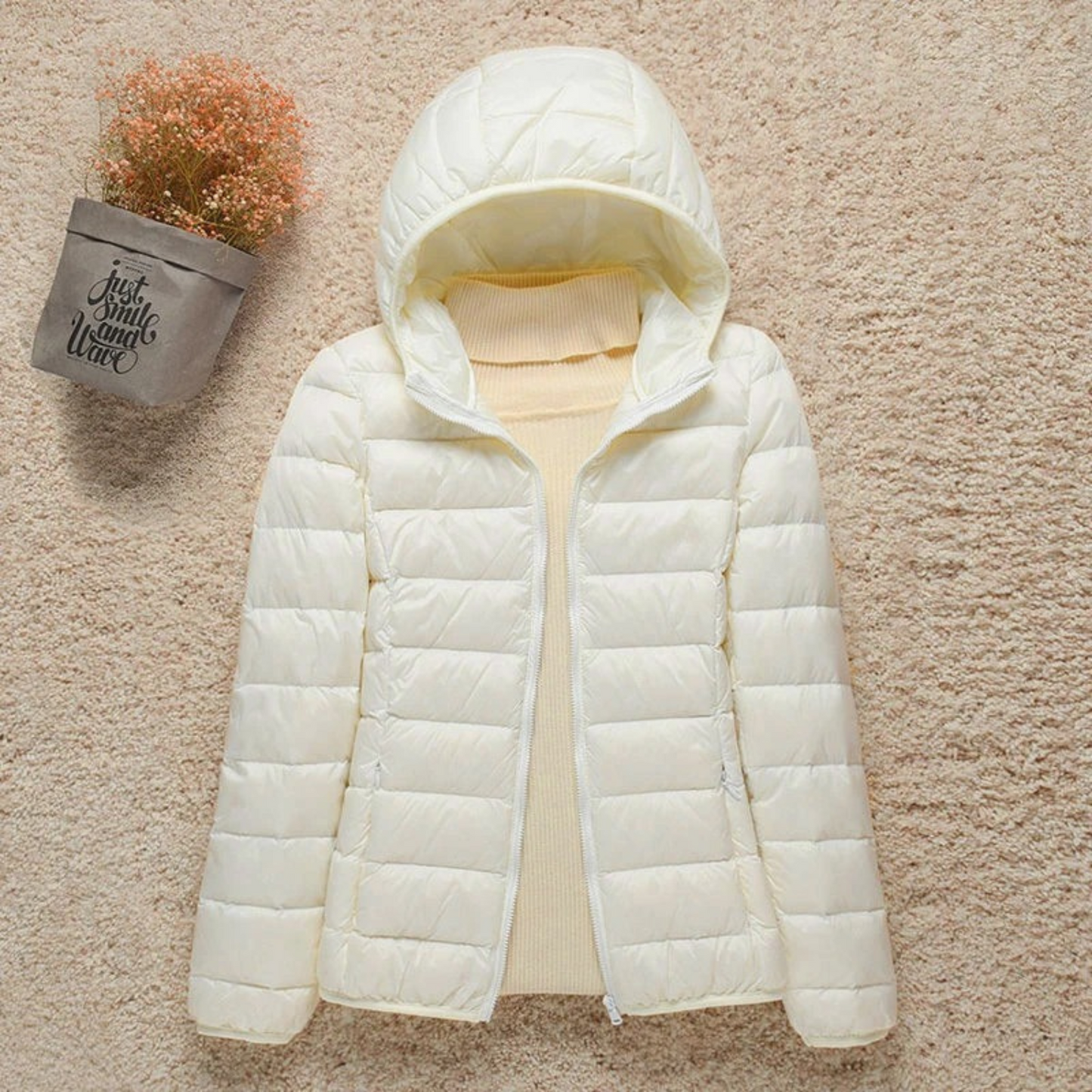Women's stand collar hooded jacket