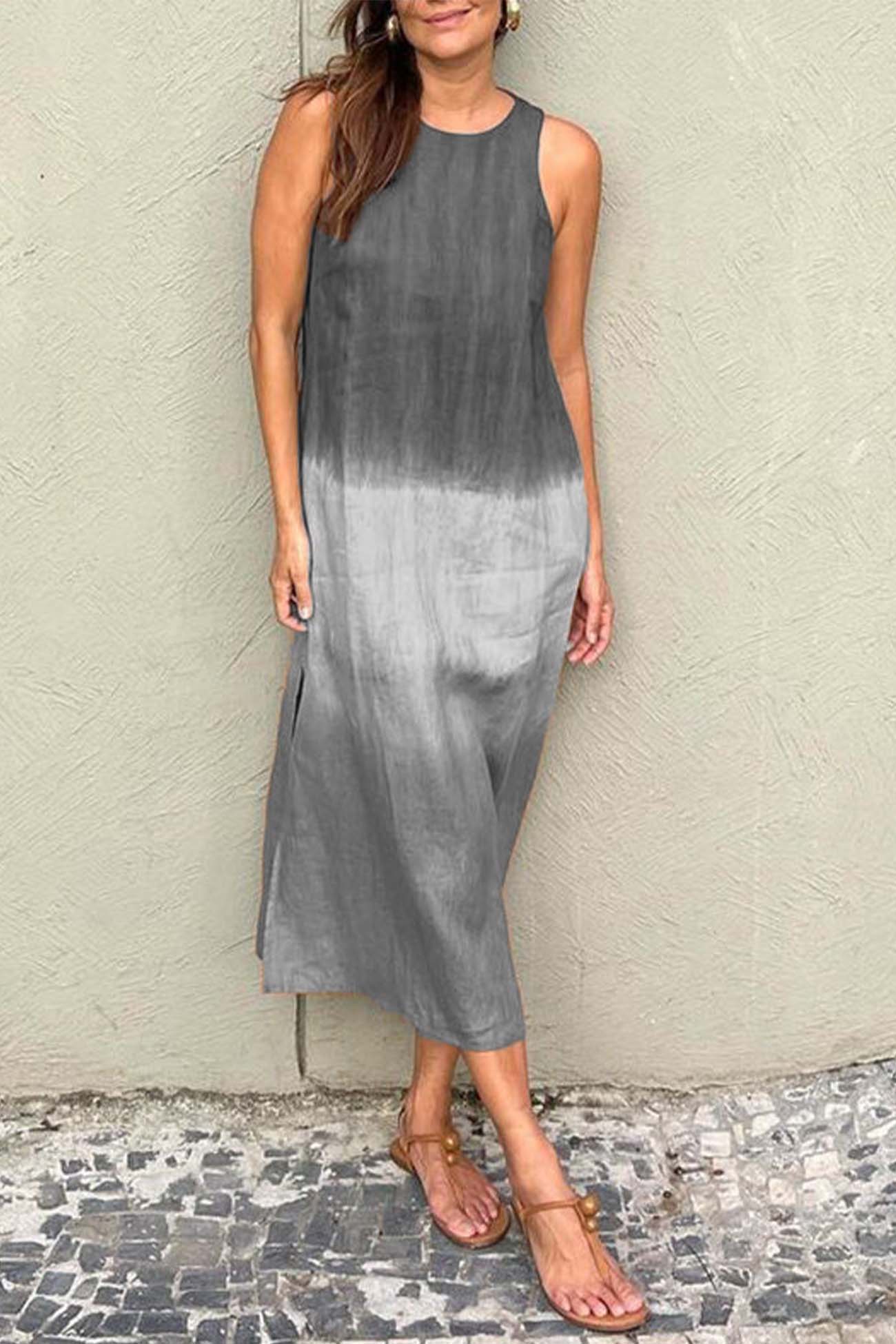 Women's Maxi Dress - Sleeveless Relaxed Fit - Round Neck Lightweight Flowy