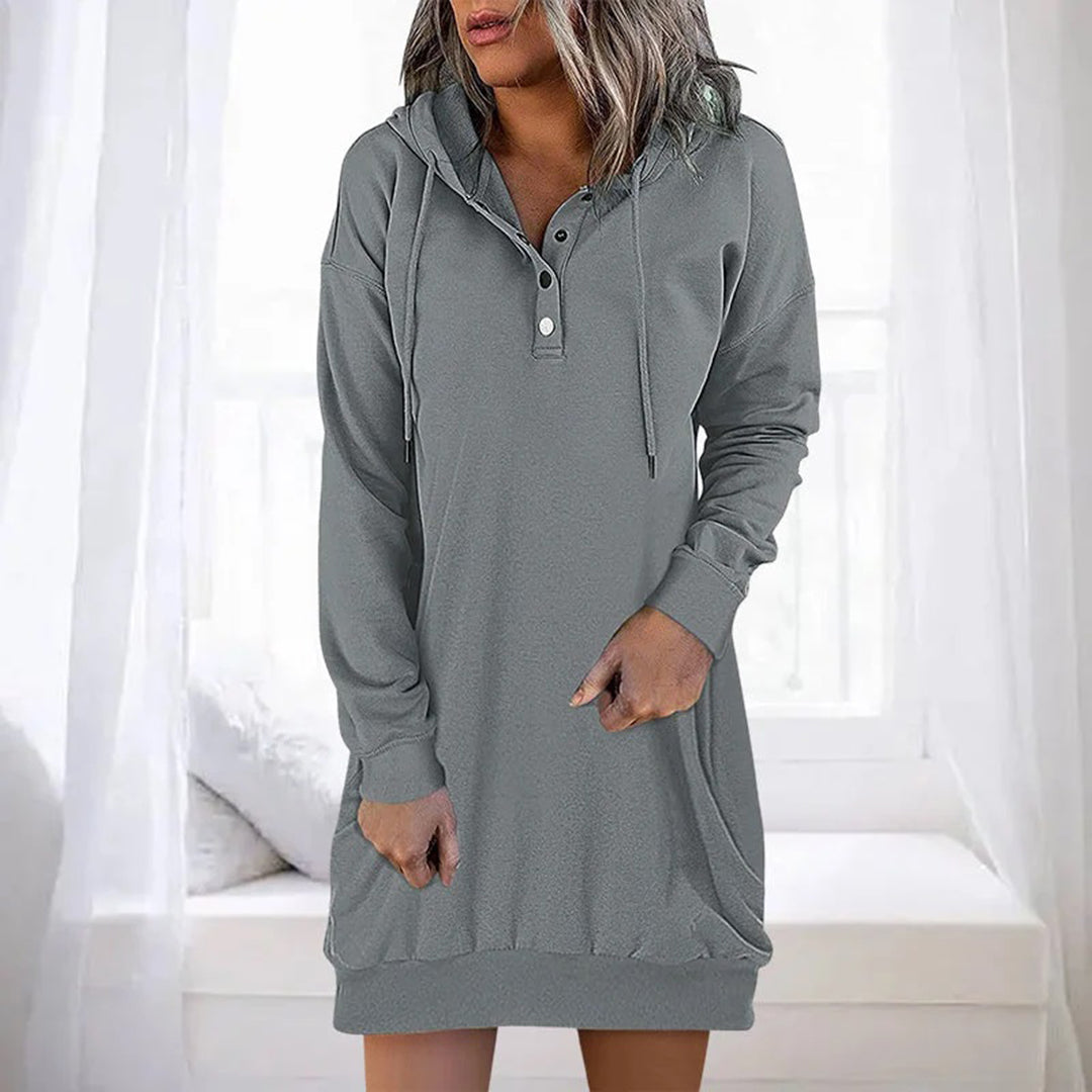 Women's mid-length hooded sweatshirt
