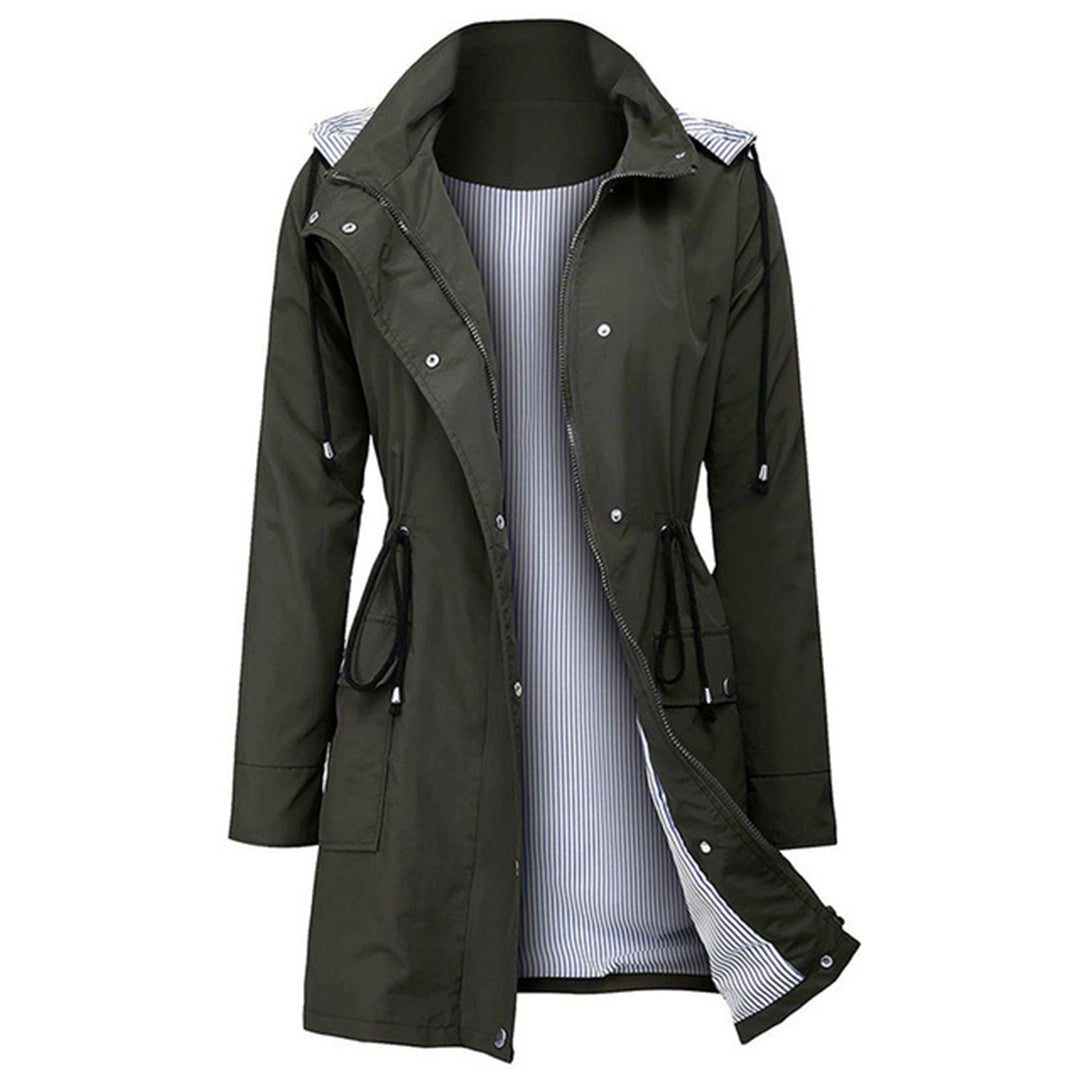 Women's windbreaker rainproof jacket hooded waist