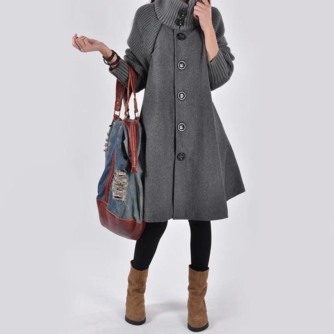 Women's woolen cape winter coat dress
