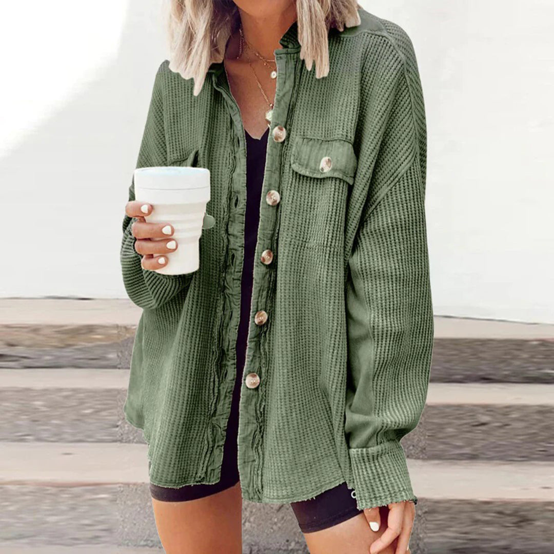 Women's casual lapel splicing irregular shirt jacket multi-color