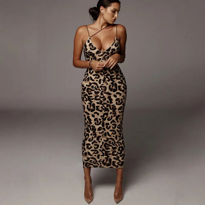 Women's Leopard Print Dress - Polyester