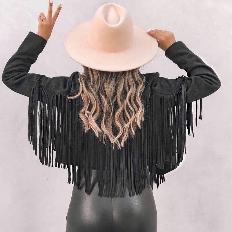 Women's trendy fringe jacket