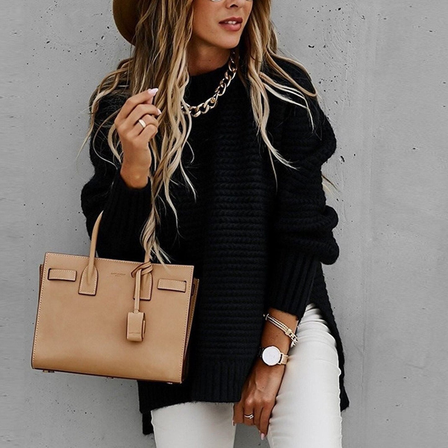 Elegant half neck sweater for women