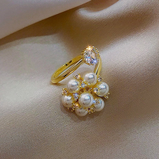 Elegant Pearl Adjustable Fit Ring