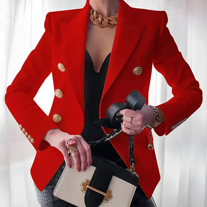 Women's tailored blazer with gold buttons