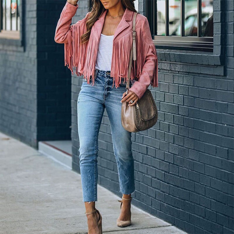 Women's trendy fringe jacket