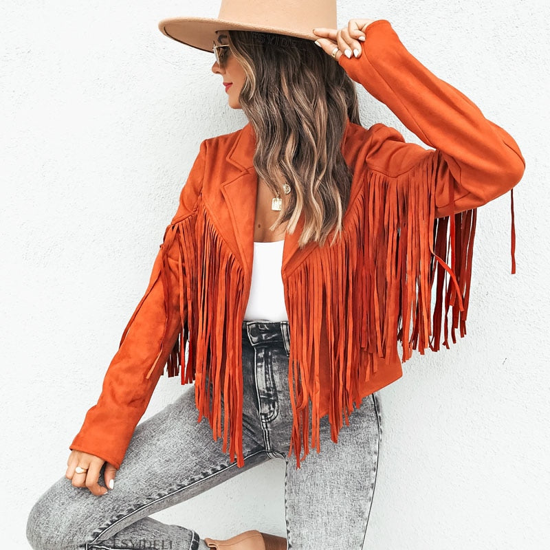 Women's trendy fringe jacket