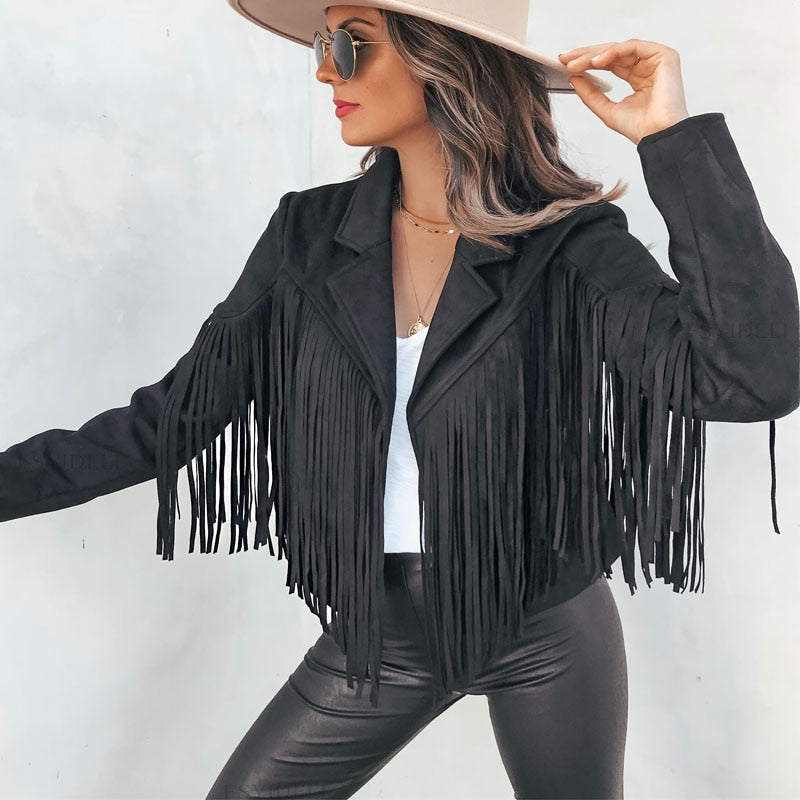 Women's trendy fringe jacket